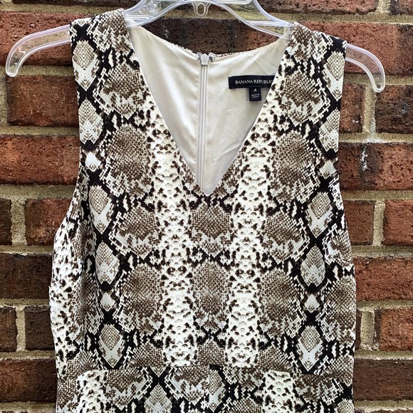 Womens Banana Republic Snakeskin Wide Leg Cropped Jumpsuit Brown Size 4 - Picture 3 of 10